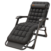 Розкладне крісло шезлонг садовий із матрацом та подушкою WCG FCB-S06PP розкладачка лежак кемпінговий для відпочинку