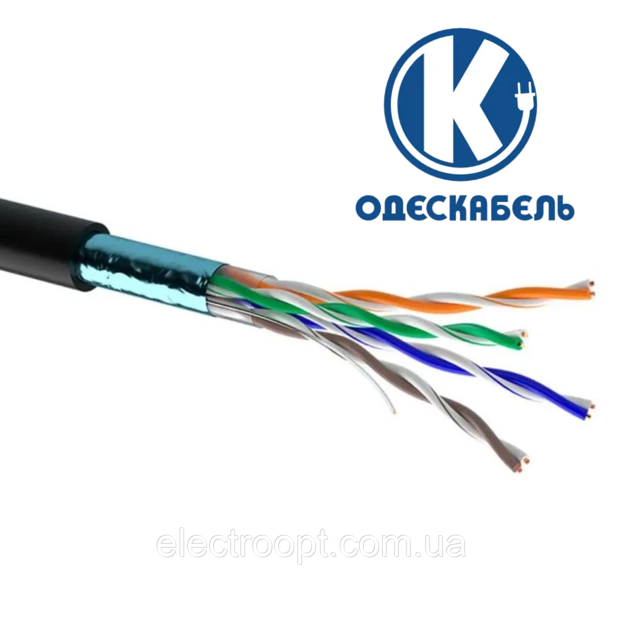 Інтернет-кабель зовнішній екранований мідний Вита Пара FTP OK-Net cat.5e 4х2х0.51 Одескабель (КППЭ-ВП)