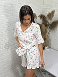 Муслінова жіноча піжама  у принті дрібне сердечко, фото 2
