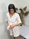 Муслінова жіноча піжама  у принті дрібне сердечко, фото 4