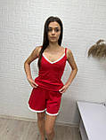 Жіноча піжама майка шорти з тонким мереживом рубчик, фото 3