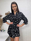 Принтований , шовковий жіночий халат на запах, фото 3