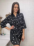 Принтований , шовковий жіночий халат на запах, фото 4