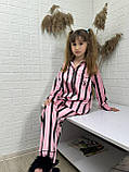 Шовкова дитяча піжама рубашка штани у полоску, фото 3