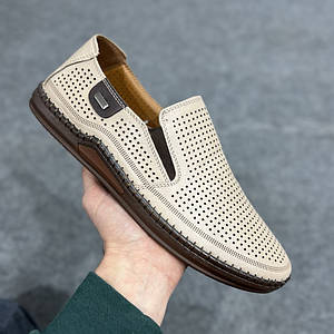 М'які бежеві чоловічі мокасини 41 розмір