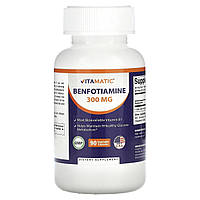 Vitamatic, бенфотіамін, 300 мг, 90 рослинних капсул