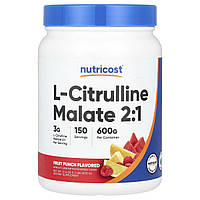 Nutricost, L-цитрулін малат 2:1, фруктовий пунш, 600 г (1,3 фунта)