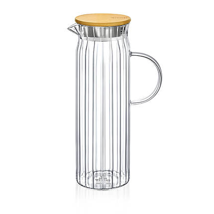 Глечик скляний із бамбуковою кришкою Wilmax Thermo Segment 1500 мл WL-888218 / A, фото 1