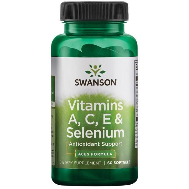 Вітаміни А, С, Е і Селен, Vitamins A, C, E,Selenium (ACES), Swanson, 60 капсул