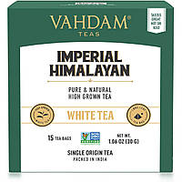 Білий чай, величний гімалайський, Vahdam Teas, 15 чайних пакетиків, 30 г (1,06 унції)