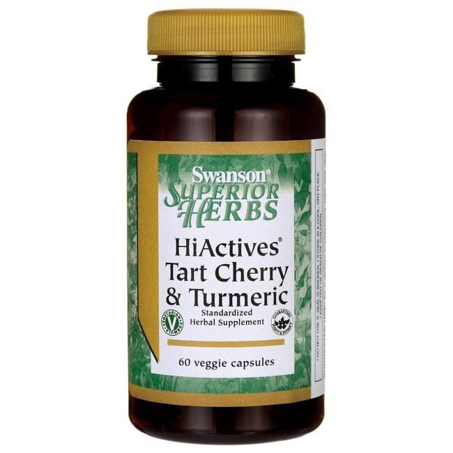 Пиріг з вишнею і куркумою - Особливості HiActives, Tart Cherry,Turmeric - Features HiActives Tart Cherry, Swanson, 60 капсул