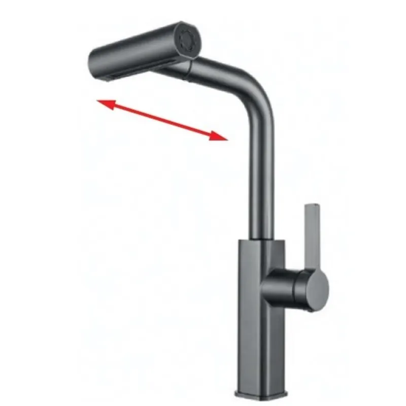 Змішувач для кухні MX MOZ-014 Graphite з висувною лійкою з нерж.ст.