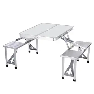 Туристичний складаний алюмінієвий стіл і 4 стільці трансформер для кемпінгу та пікніка 86*67*67 см