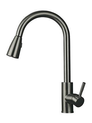 Змішувач для кухні MX SUS-014-B Graphite з висувною лійкою з нерж.сталі, фото 1