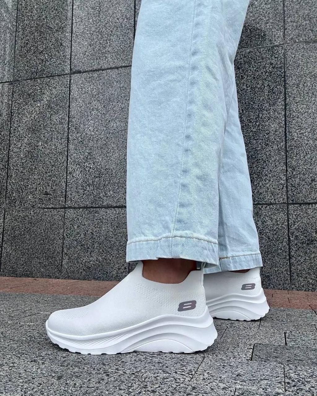 Білі сліпони з текстилю на високій підошві, фото 1