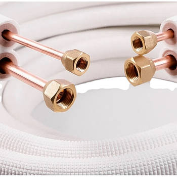 Труба мідна Silmet (3 метри) із ізоляцією розвальцьована з гайками, діаметр труби 1/4 і 1/2 (6 мм і 12 мм)