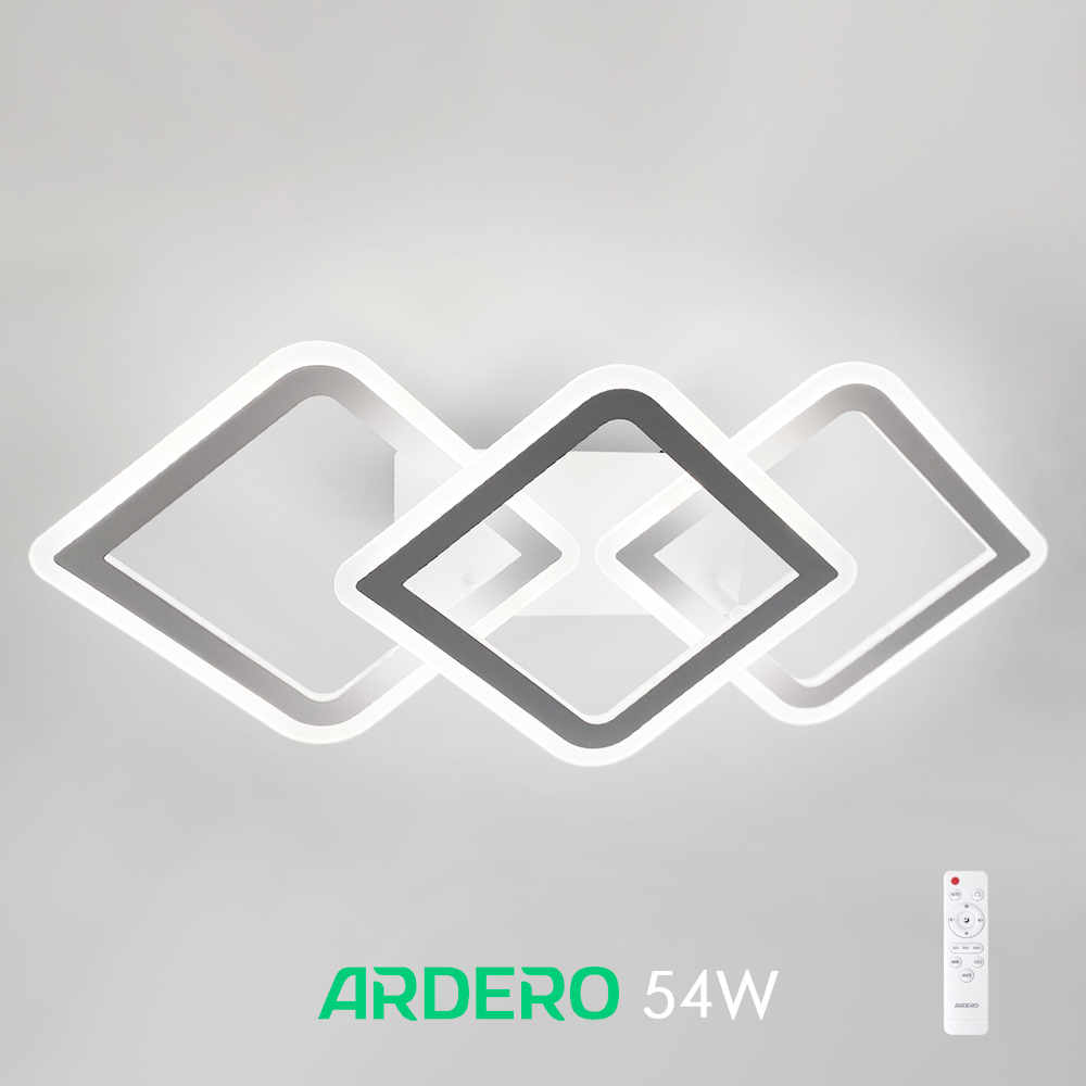 Люстра MADEIRA 54Вт AL6143 ARD біла Ardero 3000К-6500К 4320Lm LED стельова cвітлодіодна з пультом ДУ 600х260х120мм ромби