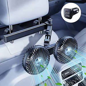 Автомобільний подвійний вентилятор на підголівник Hipacool 2025 Upgrade Car Fan | З вбудованим акумулятором