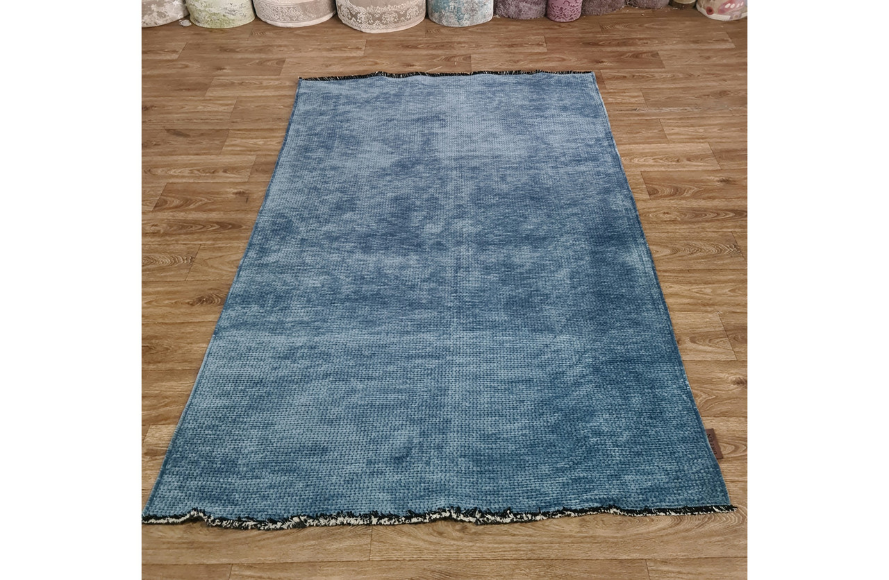 Петльовий, плетений, м'який килим Therapyt 1607 синій, фото 1