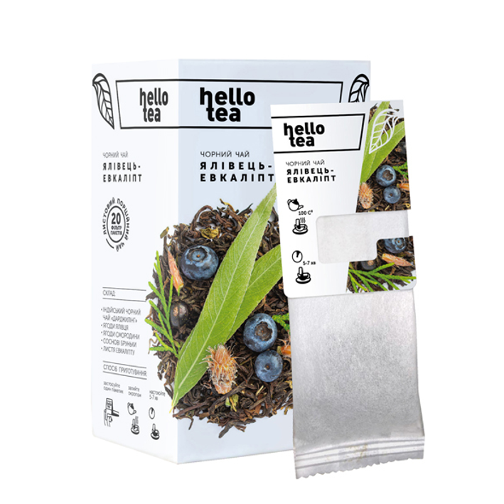 Чай пакетований листовий Ялівець - Евкаліпт Hello Tea, 20 шт, фото 1