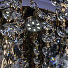 Кришталева люстра на 6 ламп з вбудованим LED підсвічуванням та пультом керування колір золотий PM-P5-E3134/6+6/FG, фото 3