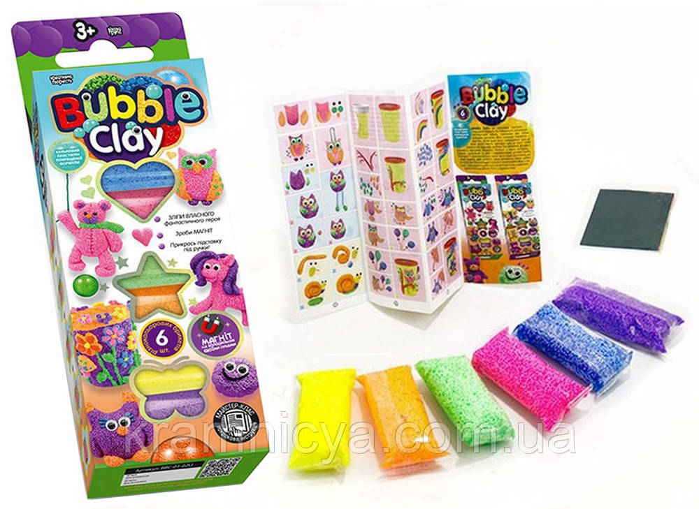 Кульковий пластилін «BUBBLE CLAY», 6 кольорів (BBC-01-01U), фото 1