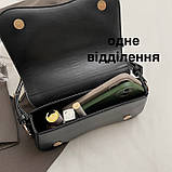 Жіноча сумка багет 355 крос-боді чорна, фото 4