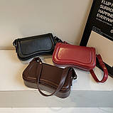 Жіноча сумка багет 355 крос-боді чорна, фото 10