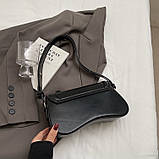 Жіноча сумка багет 355 крос-боді чорна, фото 5