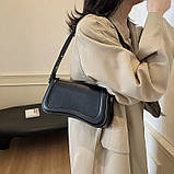 Жіноча сумка багет 355 крос-боді чорна, фото 6