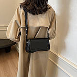 Жіноча сумка багет 355 крос-боді чорна, фото 8