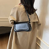 Жіноча сумка багет 355 крос-боді чорна, фото 9