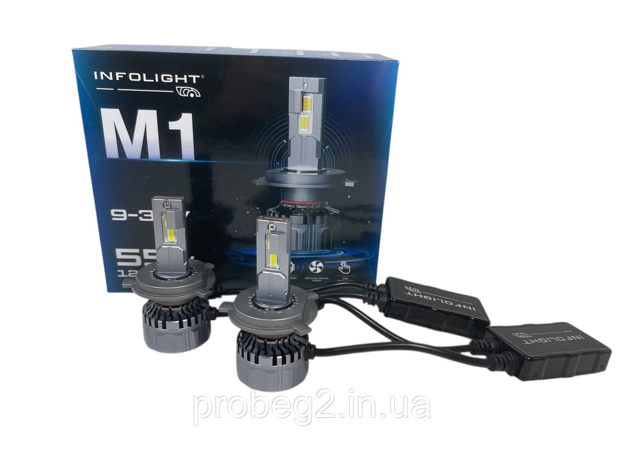 Світлодіодні led лампи Infolight M1 h4 55 w 12200 lm 6000 к 12 v cunbus комплект