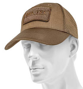 Бейсболка кепка Mil-Tec з липучкою та сіткою Койот 12317619