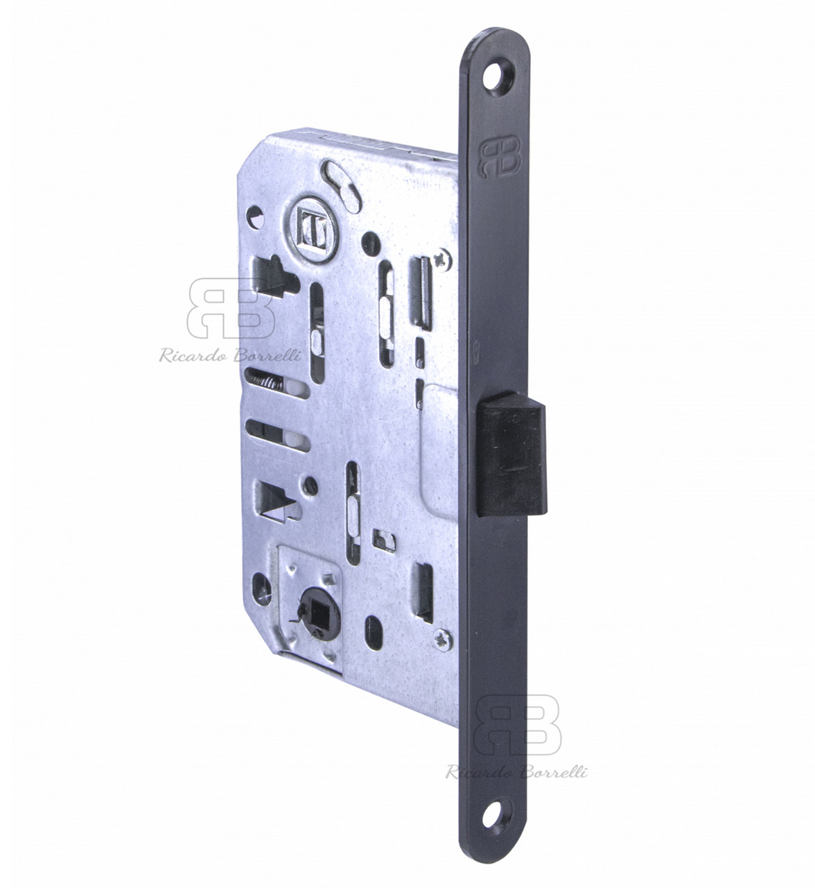 Замок для міжкімнатних дверей під фіксатор Ricardo Borelli WC кевлар 96мм з відповідною планкою MB матовий чорний