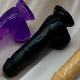 Фалоімітатор Чорний реаліст з мошонкою на присосці 19 см, вагінальний штучний ділдо, інтимні іграшки для жінок, фото 3