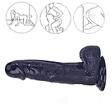 Фалоімітатор Чорний реаліст з мошонкою на присосці 19 см, вагінальний штучний ділдо, інтимні іграшки для жінок, фото 4