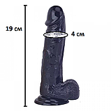 Фалоімітатор Чорний реаліст з мошонкою на присосці 19 см, вагінальний штучний ділдо, інтимні іграшки для жінок, фото 5