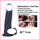 Фалоімітатор Чорний реаліст з мошонкою на присосці 19 см, вагінальний штучний ділдо, інтимні іграшки для жінок, фото 2