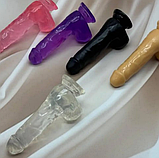 Фалоімітатор Чорний реаліст з мошонкою на присосці 19 см, вагінальний штучний ділдо, інтимні іграшки для жінок, фото 8