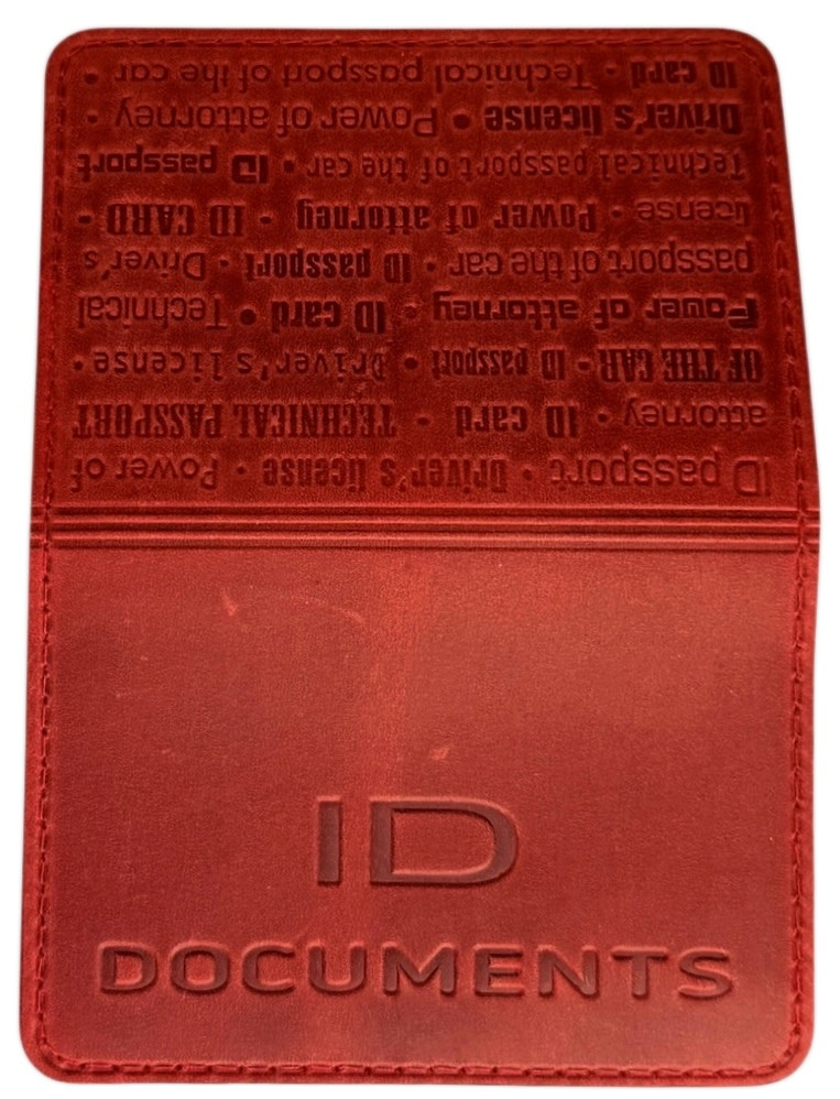 Обкладинка для документів ID Document з натуральної шкіри, червона, фото 1