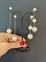 Стильні сережки з перлами/сережки довгі перлинні