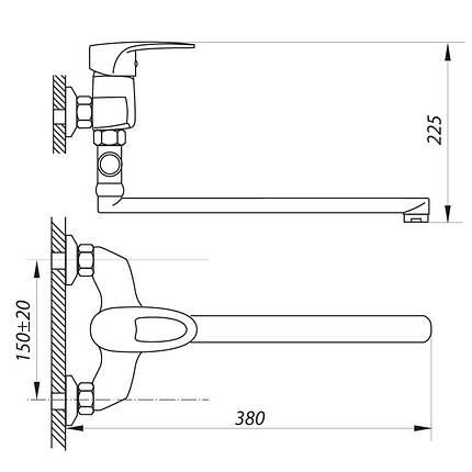 Змішувач для ванни ZX EDL 180, фото 3
