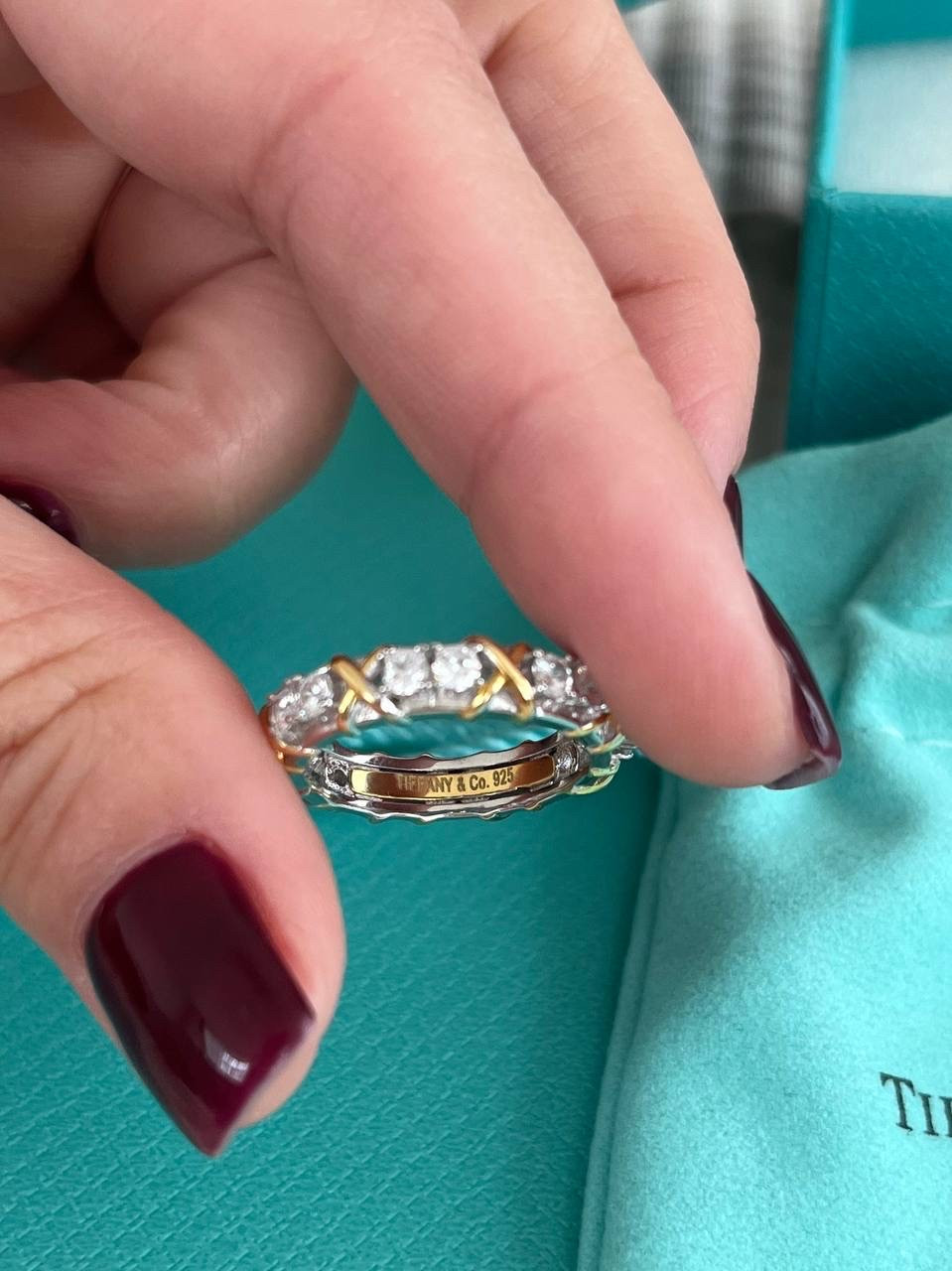 Кільце Тіффані циркони срібло 925 / кільце доріжка, фото 1