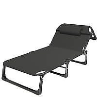 Розкладне ліжко шезлонг WCG FB-S04 розкладачка лежак з підголовником для відпочинку на природі кемпінговий