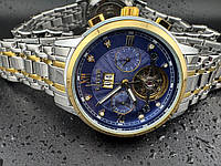 Механические часы мужские скелетон с автоподзаводом автоматические на руку день месяц неделя турбийон стальные