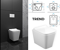 Комплект 5в1: інсталяція Geberit + безобідковий унітаз Trend білий, змив TORNADO + клавіша на вибір, фото 6