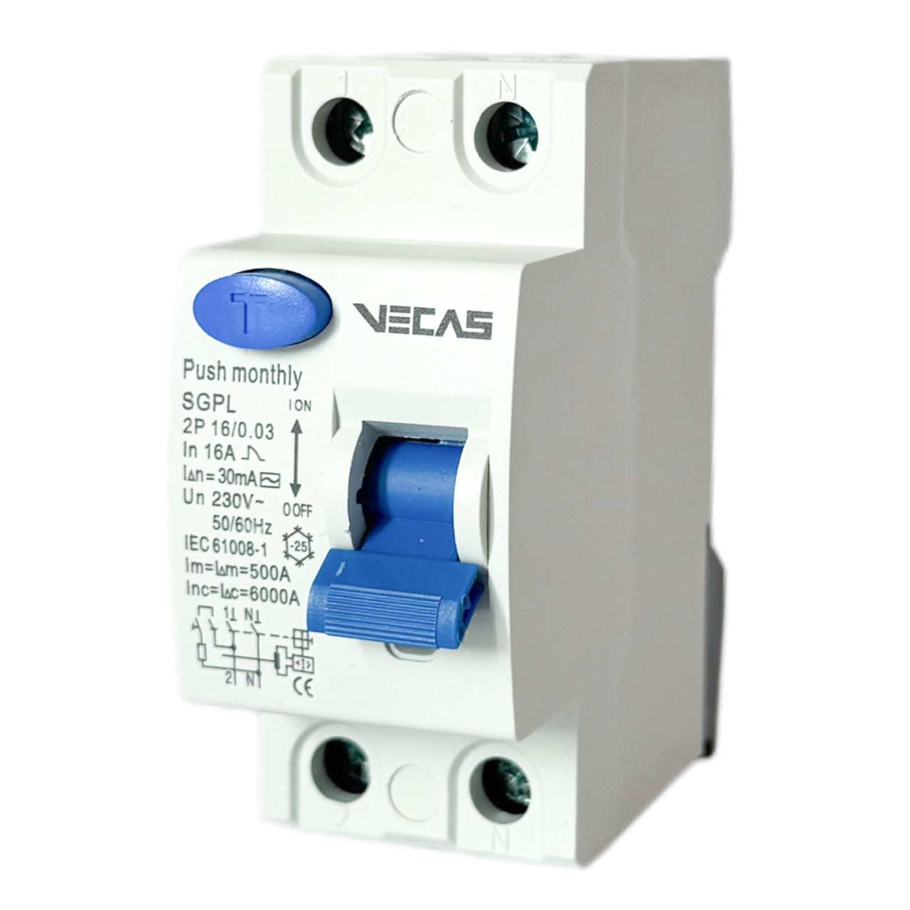 УЗО NL1-63 2P 6kA 16A 30мА тип AC СНІNT, фото 1