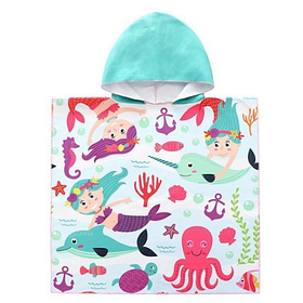 Пляжний рушник пончо з бічними кнопками 60*60 см  (21009)