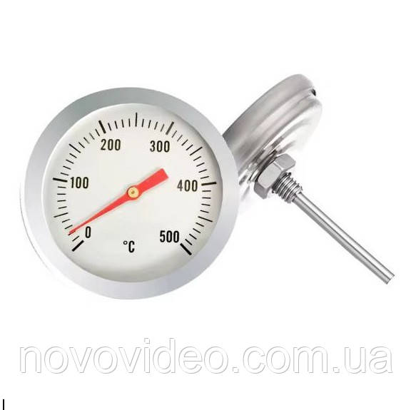 Термометр МайстерЖар до 500 °C (для духовки, мангала, барбекю) механічний. Діаметр 52 мм, длина зонда 70 мм